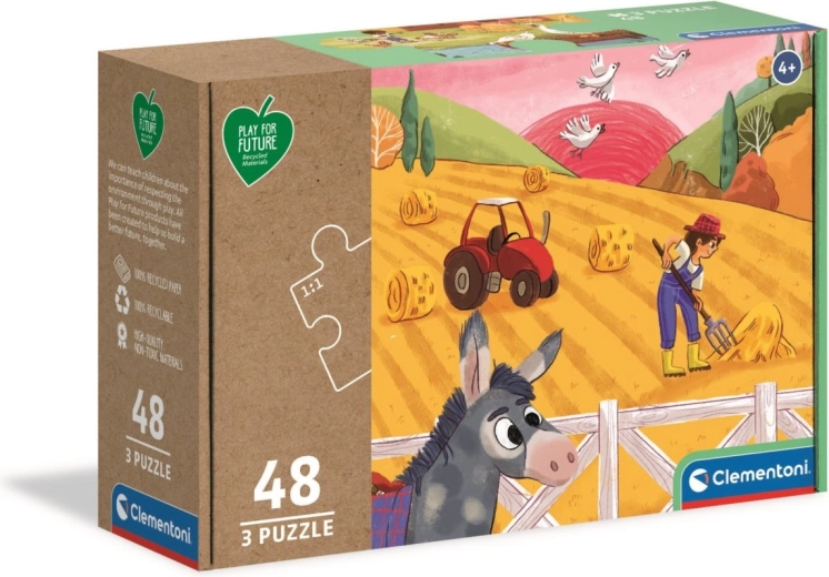 Puzzle CLEMENTONI Play for Future – Zvieratá na farme 3×48 dielikov