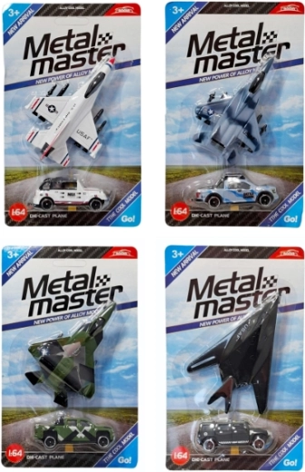 Súprava vojenské lietadlo a terénne auto 1:64