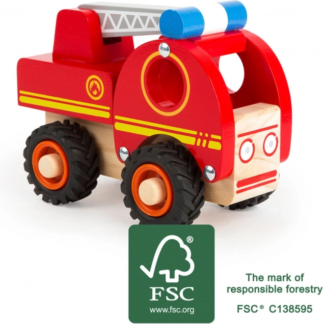 Drevené hasičské auto s rebríkom