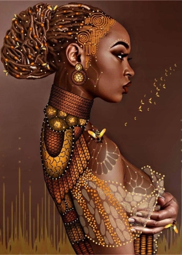 Diamantové maľovanie – žena s drdolom 30 × 40 cm