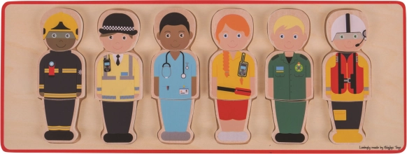 Drevené vkladacie puzzle Záchranársky tím