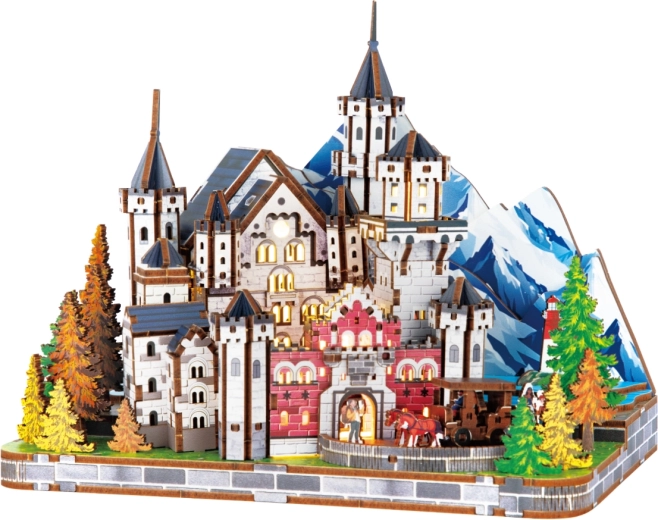 2Kids Toys 3D drevená skladačka miniatúrna scéna zámok Neuschwanstein