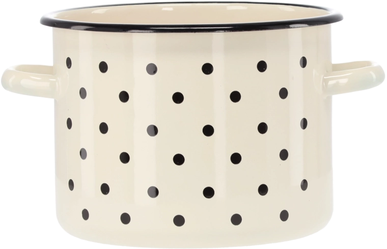 Smaltovaný hrniec 4,5 l, 20 cm, biely s bodkami