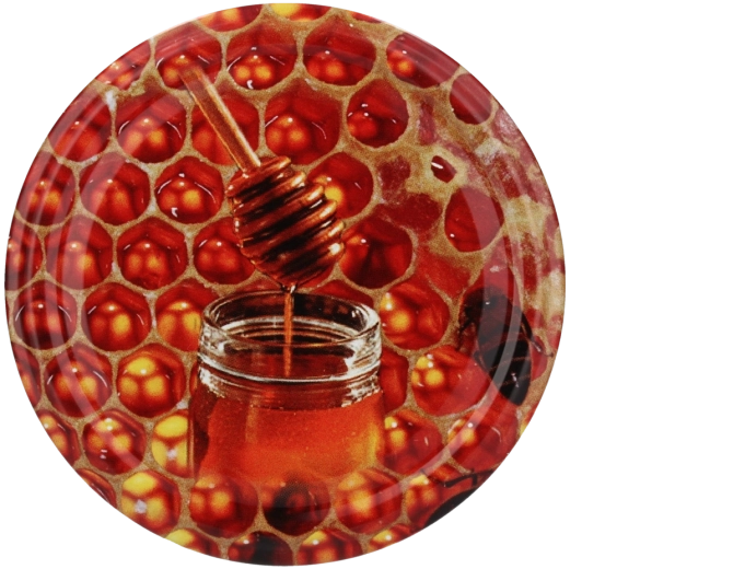 Sada viečok na zaváranie 82 mm s motívom medu a včiel, 10 ks