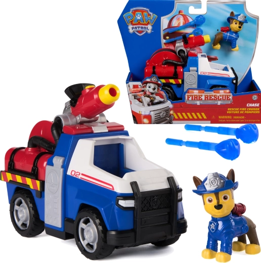 Paw Patrol hasičský záchranný voz CHASE s figúrkou a vodnými strelami