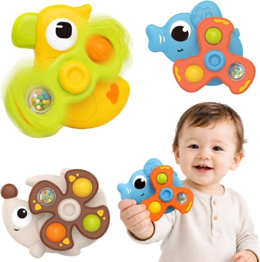 Woopie Baby senzorické rotujúce hračky s prísavkou – zvieratká 3 ks