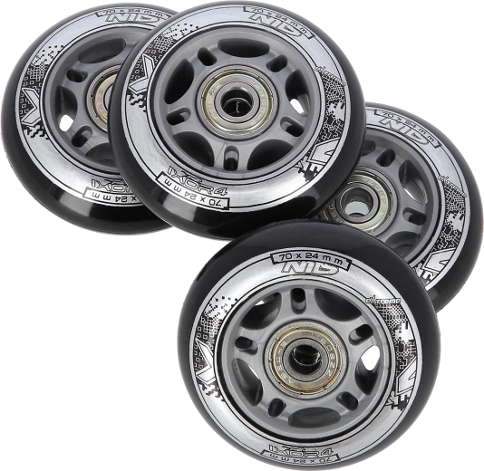 Sada čiernych koliesok 70 × 24 mm s ložiskami ABEC 9 NILS EXTREME