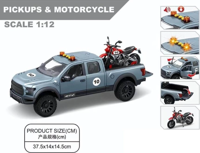 Terénne auto so svetlom, zvukom a motocyklom