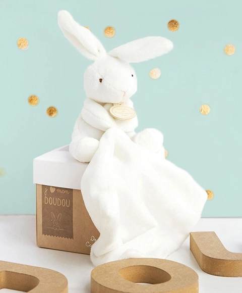 Doudou darčeková sada - zajačik s muchláčikom 10 cm