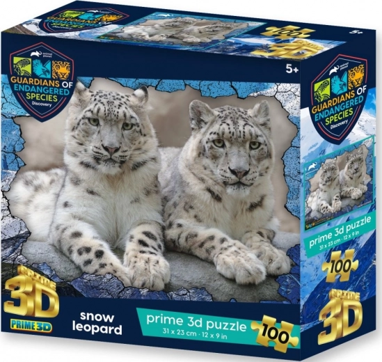 PRIME 3D Puzzle Animal Planet: Ohrozené druhy - Snežné leopardy 3D 100 dielikov
