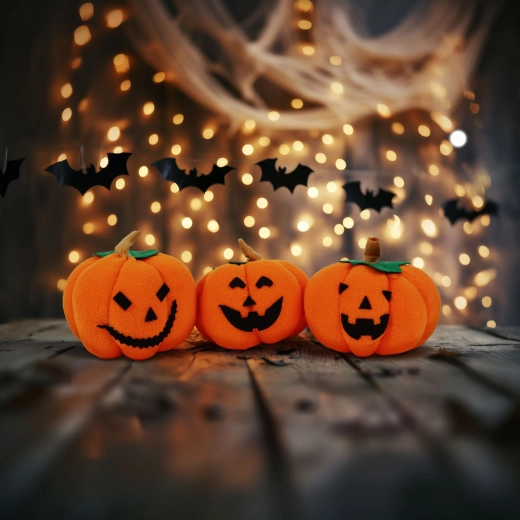 Halloweenová textilná dekorácia tekvice - 1 kus
