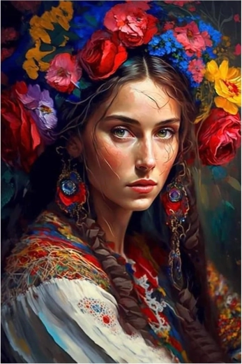 Diamantové maľovanie – slovanská žena 30 × 40 cm