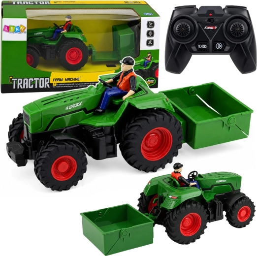 RC poľnohospodársky traktor s plošinovým prívesom 1:24