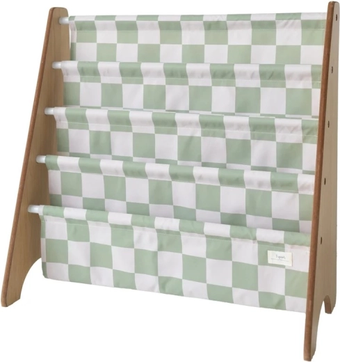 3 Sprouts stojan na knižky recycled checkerboard green