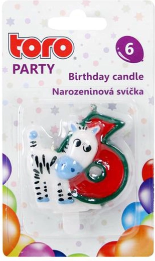 Tortová sviečka číslo 6 s koníkom TORO, 5 cm, zapichovacia