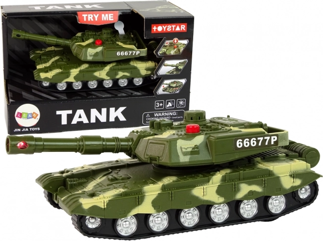 Tank Vojenský s Frikčným Pohonom Zvuk Svetlá