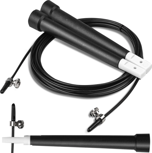 Skákacie švihadlo Neo-Sport čierne s oceľovým lankom