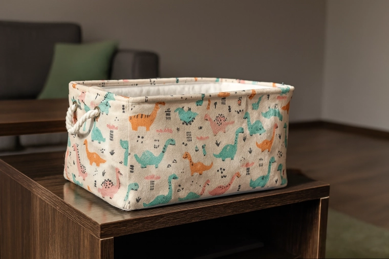 Textilný kôš na hračky s dinosaurami 30 × 40 × 21 cm