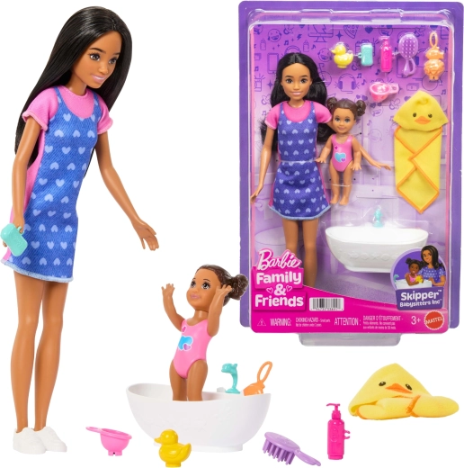 Barbie Skipper opatrovateľka – set s bábätkom a vaničkou