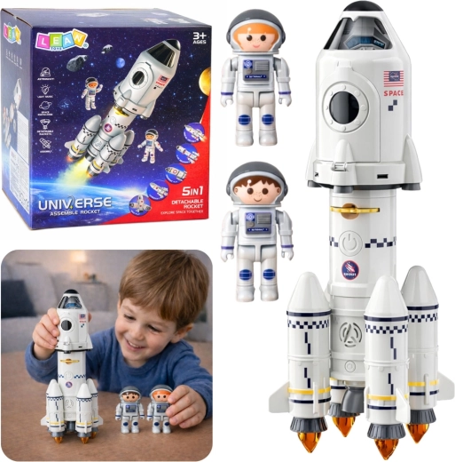 Edukativná raketa 5 v 1 s astronautmi, svetlami, zvukmi a projektorom