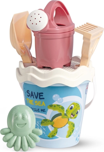 Androni recyklovaná pastelová sada na piesok Oceán s kanvičkou – stredná, 6-dielna