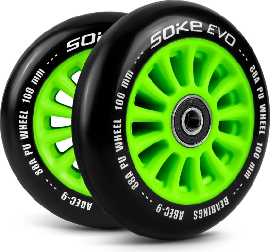 Kolieska na kolobežku 100 mm zelená SOKE – sada 2 ks