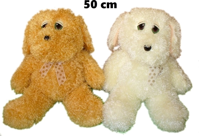 Veľký plyšový pes s mašľou 55 cm