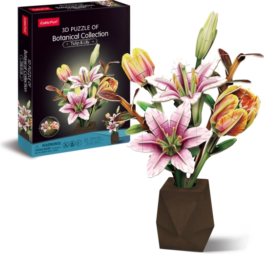 CubicFun 3D puzzle botanická kolekcia tulipány a ľalie, 103 dielikov