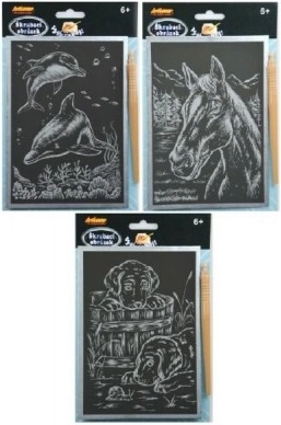 Škrabacie strieborné obrázky A5, mix motívov - 1 kus