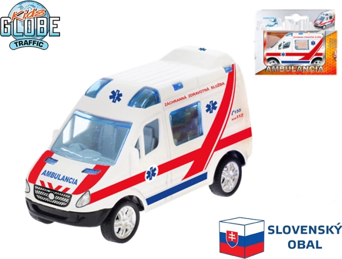 Kids Globe Traffic slovenská sanitka s pohonom na spätný chod 8 cm
