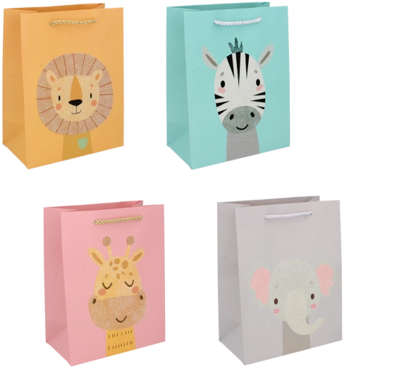 Farebná darčeková taška so zvieratkami 23 × 18 × 10 cm
