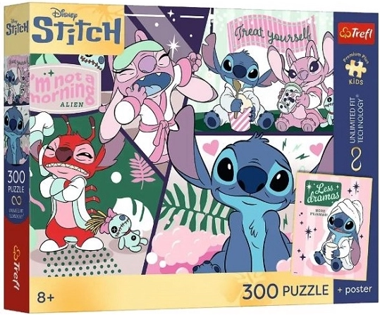 Detské puzzle PremPlus Kids Stitch kozmický duet 300 dielikov