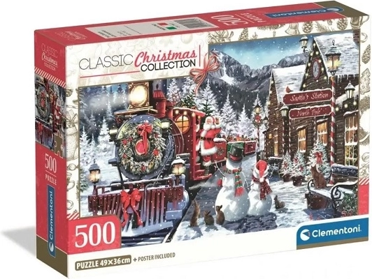 Puzzle Clementoni Christmas Collection 500 dielikov – vlaková stanica
