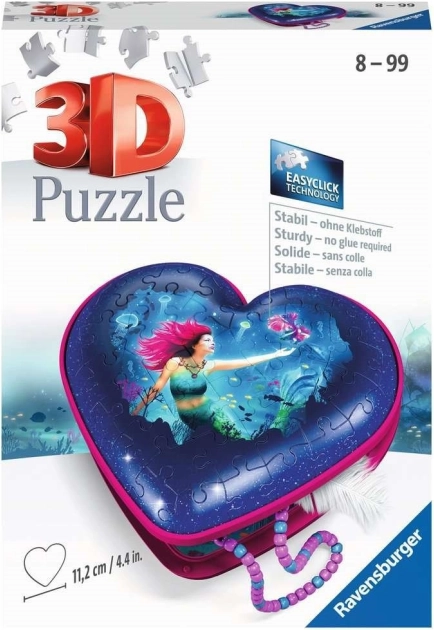 RAVENSBURGER 3D puzzle srdce morská panna – šperkovnica, 54 dielikov