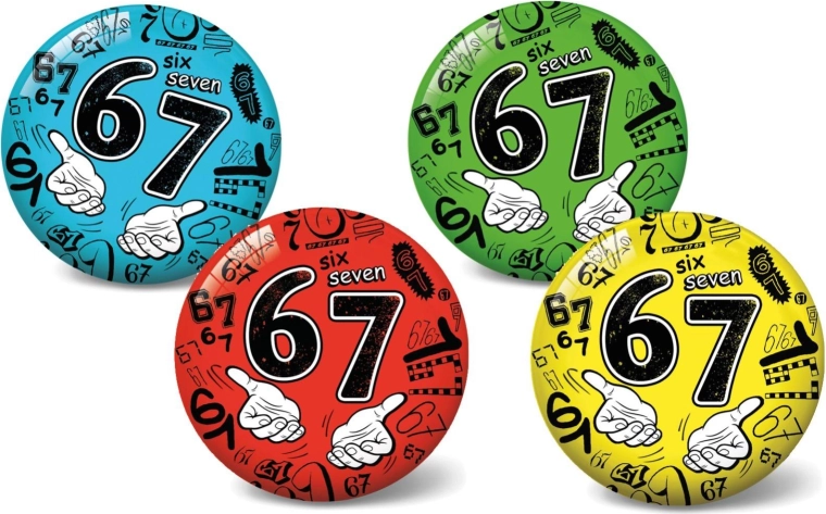 Nafukovacia lopta 11 cm Six Seven – vzdelávacia loptička s číslami, 4 farby