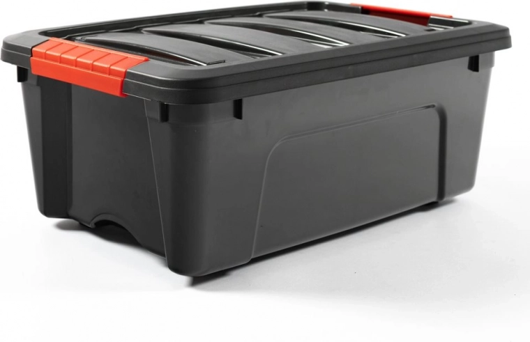 Plastový úložný box 12 l s vekom DOLONI, čierny