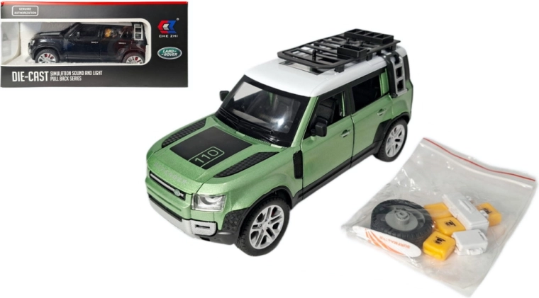 Land Rover Defender 1:24 kovový model so svetlami a zvukom