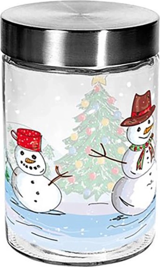 Sklenená dóza na cukrovinky TORO 1100 ml so snehuliakom