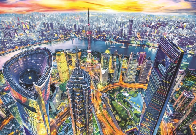 Puzzle Pohľad na Šanghaj 2000 dielikov