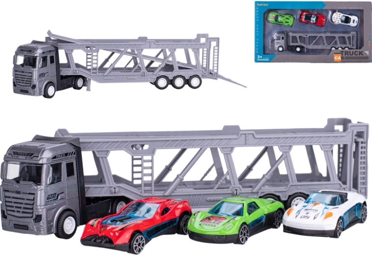 Kovový prepravník áut s 3 autíčkami 22 cm