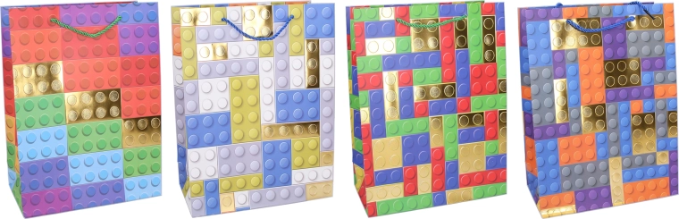 Darčeková taška L 31 × 40 × 12 cm – detská, farebné kocky