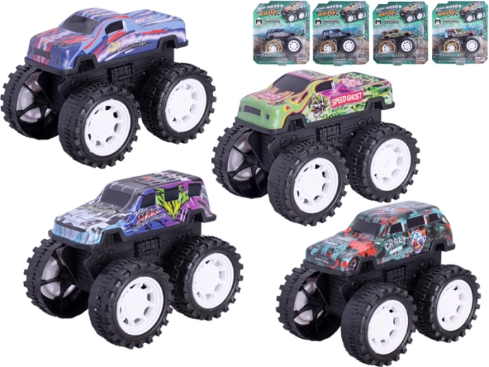 Kovový monster truck 10 cm so zotrvačníkom