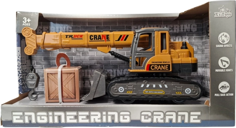 Stavebný pásový žeriav s korbou – ťah na spätný chod