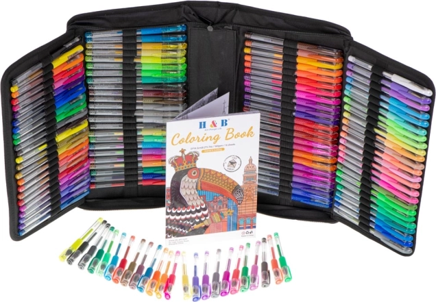 Farebné gélové pero v puzdre, 120 ks + 120 náhradných náplní