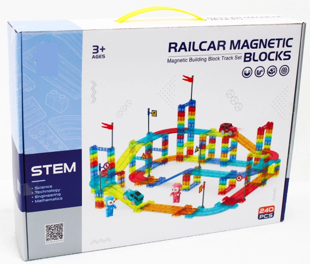 Magnetická pretekárska dráha 240 dielov s elektrickým autíčkom