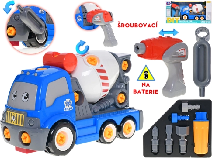Interaktívna stavebná miešačka 28 cm s batériovou vŕtačkou