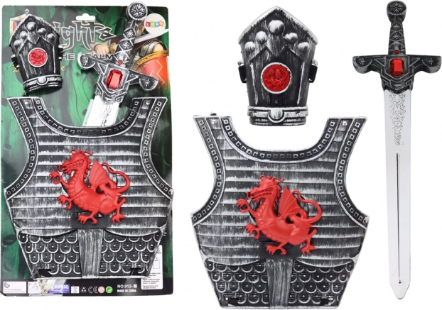 Rytiersky kostým so zbrojou, mečom a nátepníkom pre deti