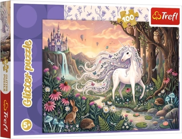 Detské puzzle Glitter Tęczowy blask jednorožec 100 dielikov - 1 kus