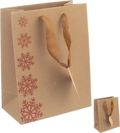 Darčeková papierová taška – vločky, mix, 26 × 12,5 × 32 cm