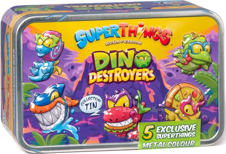 SuperThings Dino Destroyers exkluzívna sada strieborná plechovka